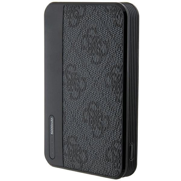 Guess Powerbank 15W GUPB5LP4GEGK 5000mAh black/black 4G Leather Metal Logo_4