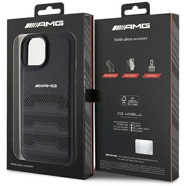 AMG Leather Debossed Lines case for iPhone 15 Plus - black_7