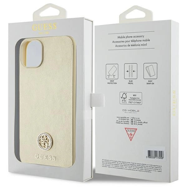 Guess Leather 4G Metal Logo Strass case for iPhone 15 - gold_7