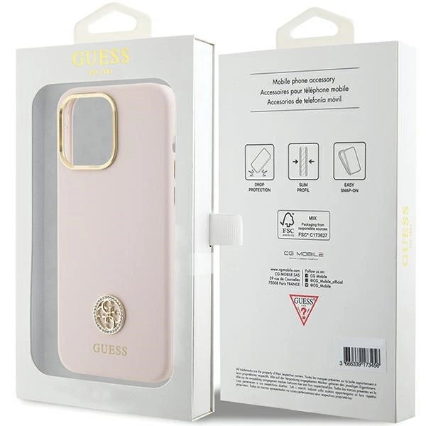 Guess Silicone Logo Strass 4G case for iPhone 15 Pro Max - pink_7