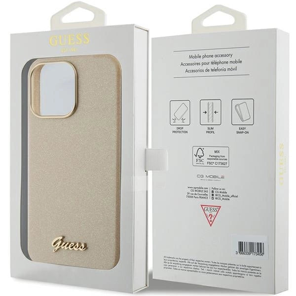 Guess Glitter Glossy Script case for iPhone 15 Pro Max - gold_7