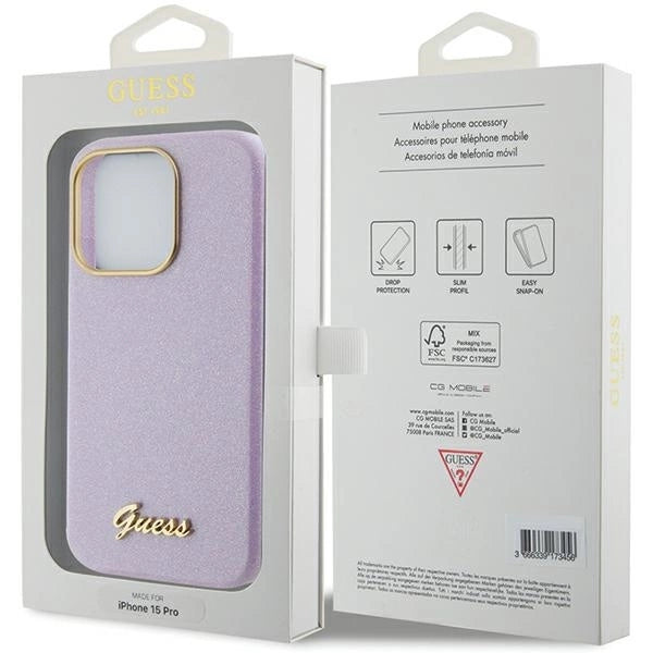 Guess Glitter Glossy Script case for iPhone 15 Pro Max - lilac_7