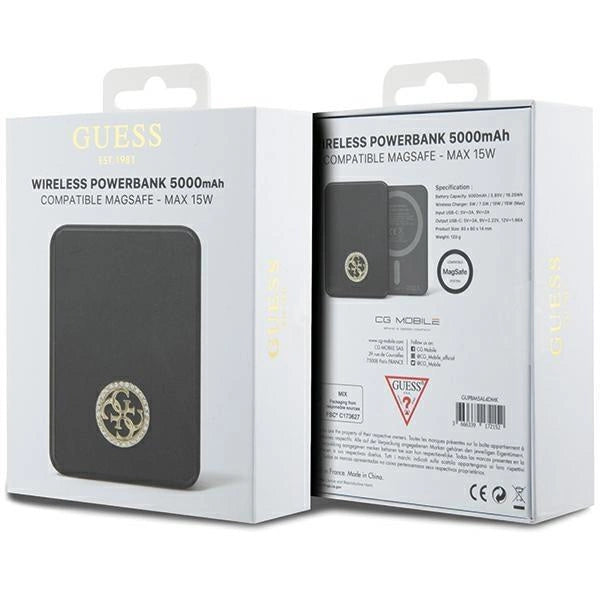 Guess MagSafe 4G Strassed Metal Logo induction power bank 15W 5000mAh - black_4