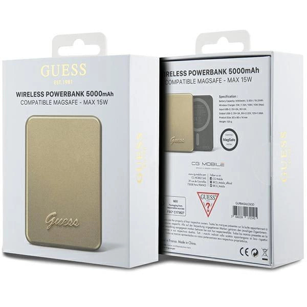 Guess MagSafe Metal Script Logo induction power bank 15W 5000mAh - gold_4