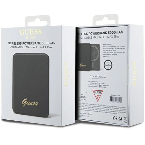 Guess MagSafe Metal Script Logo induction power bank 15W 5000mAh - black_4