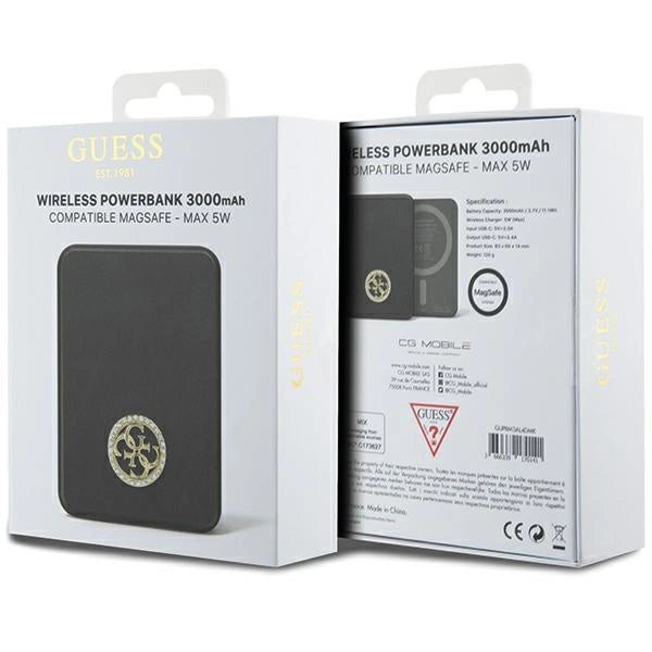 Guess MagSafe 4G Strassed Metal Logo induction power bank 5W 3000mAh - black_4