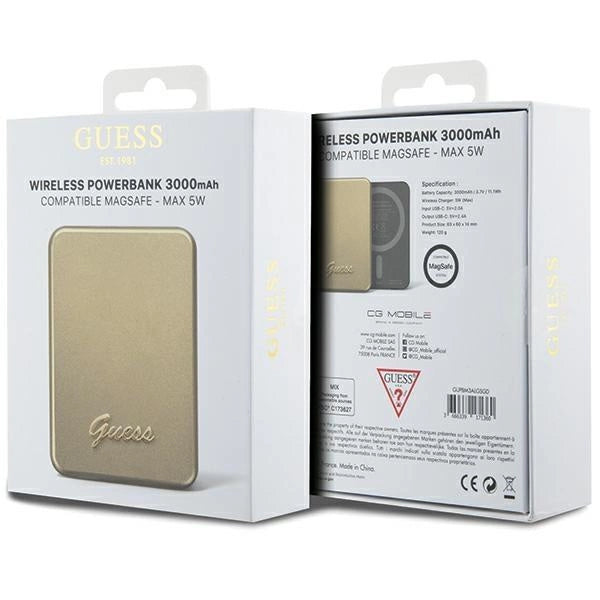 Guess MagSafe Metal Script Logo induction power bank 5W 3000mAh - gold_4