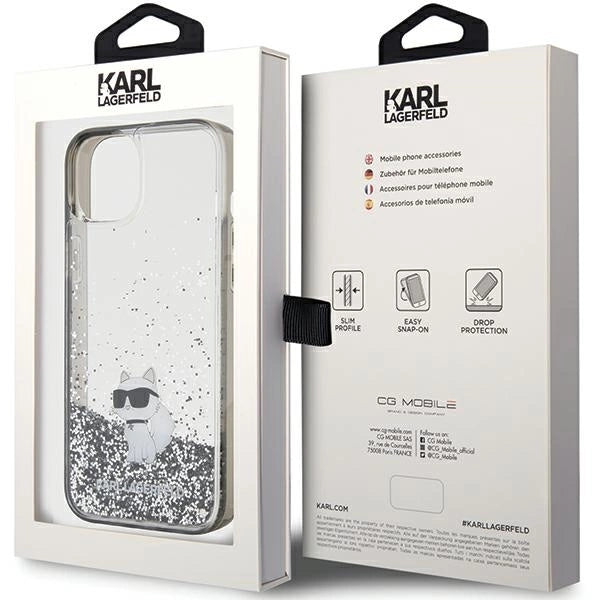 Karl Lagerfeld Liquid Glitter Choupette case for iPhone 15 Plus - transparent_7
