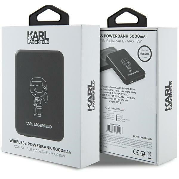 Karl Lagerfeld NFT Outline Ikonik MagSafe 5000mAh induction power bank - black_4