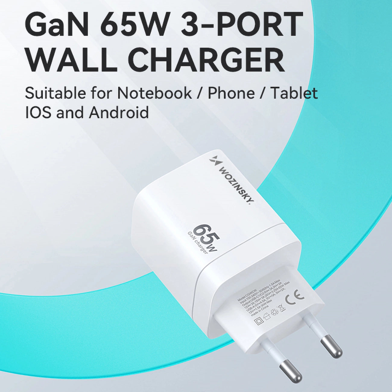 Wozinsky CGWCW 65W USB-A / 2 x USB-C GaN wall charger - white_4