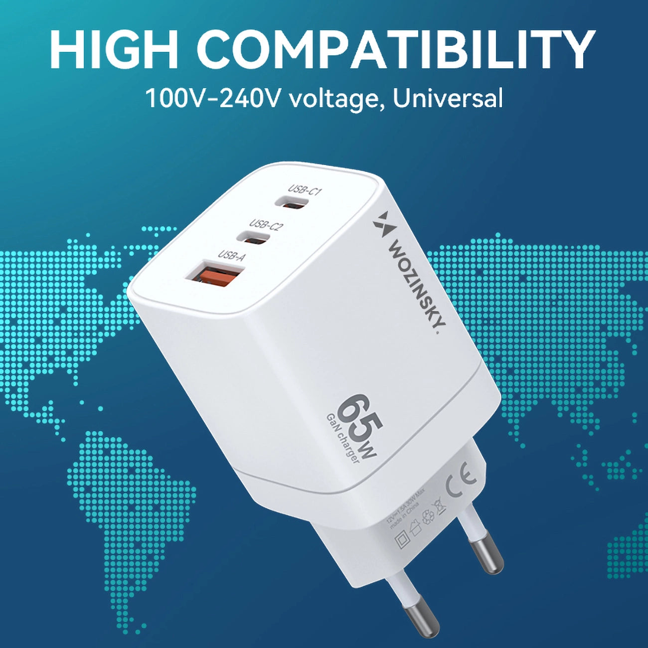 Wozinsky CGWCW 65W USB-A / 2 x USB-C GaN wall charger - white_6