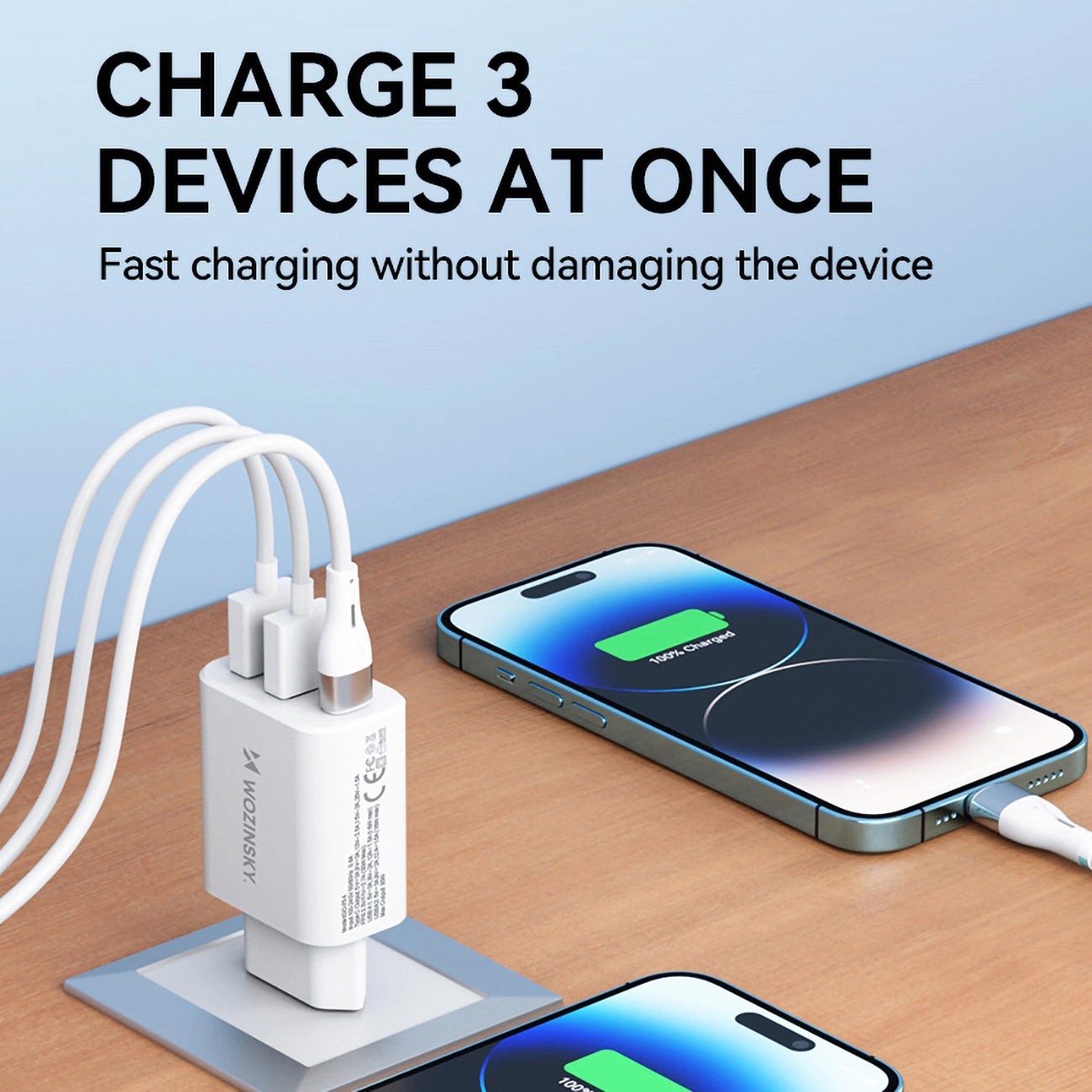 Wozinsky CWCUCW 30W USB-C / 2 x USB-A wall charger - white_8