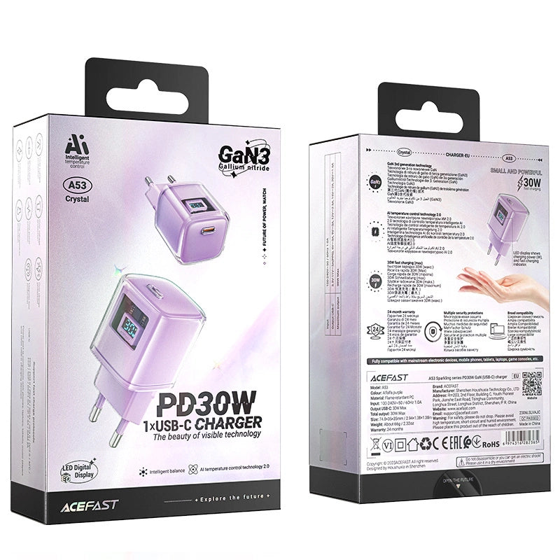 Acefast A53 PD 30W GaN USB-C charger with display - purple_5