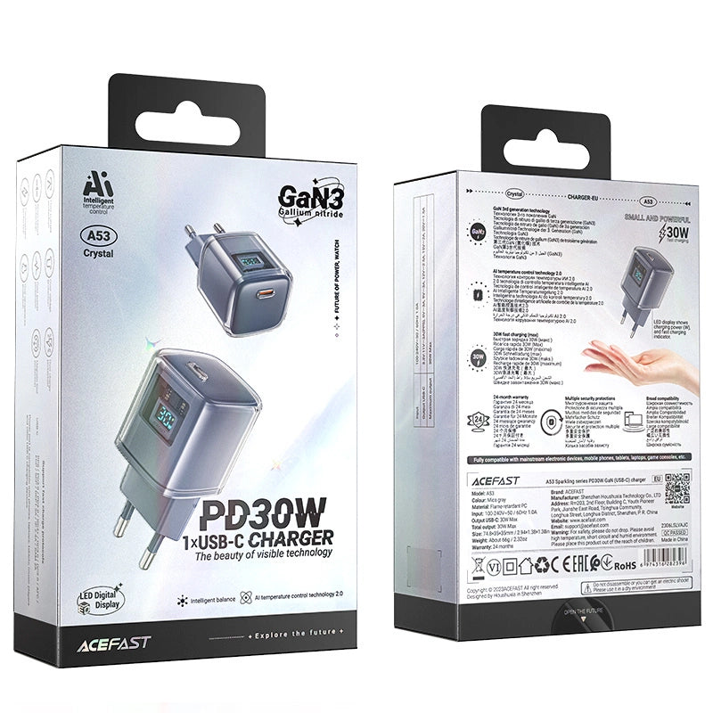Acefast A53 PD 30W GaN USB-C charger with display - gray_4