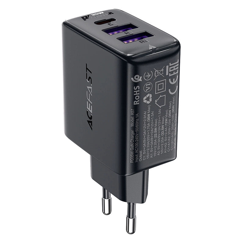 Acefast A57 PD 35W GaN charger 2 x USB-A + USB-C with 3 ports - black_2