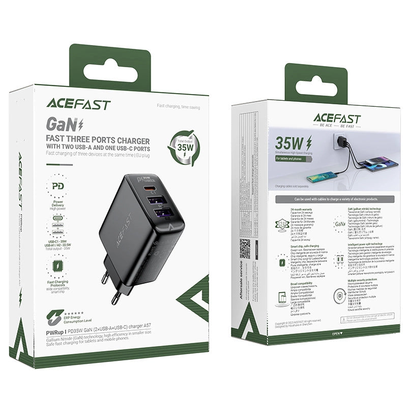 Acefast A57 PD 35W GaN charger 2 x USB-A + USB-C with 3 ports - black_6