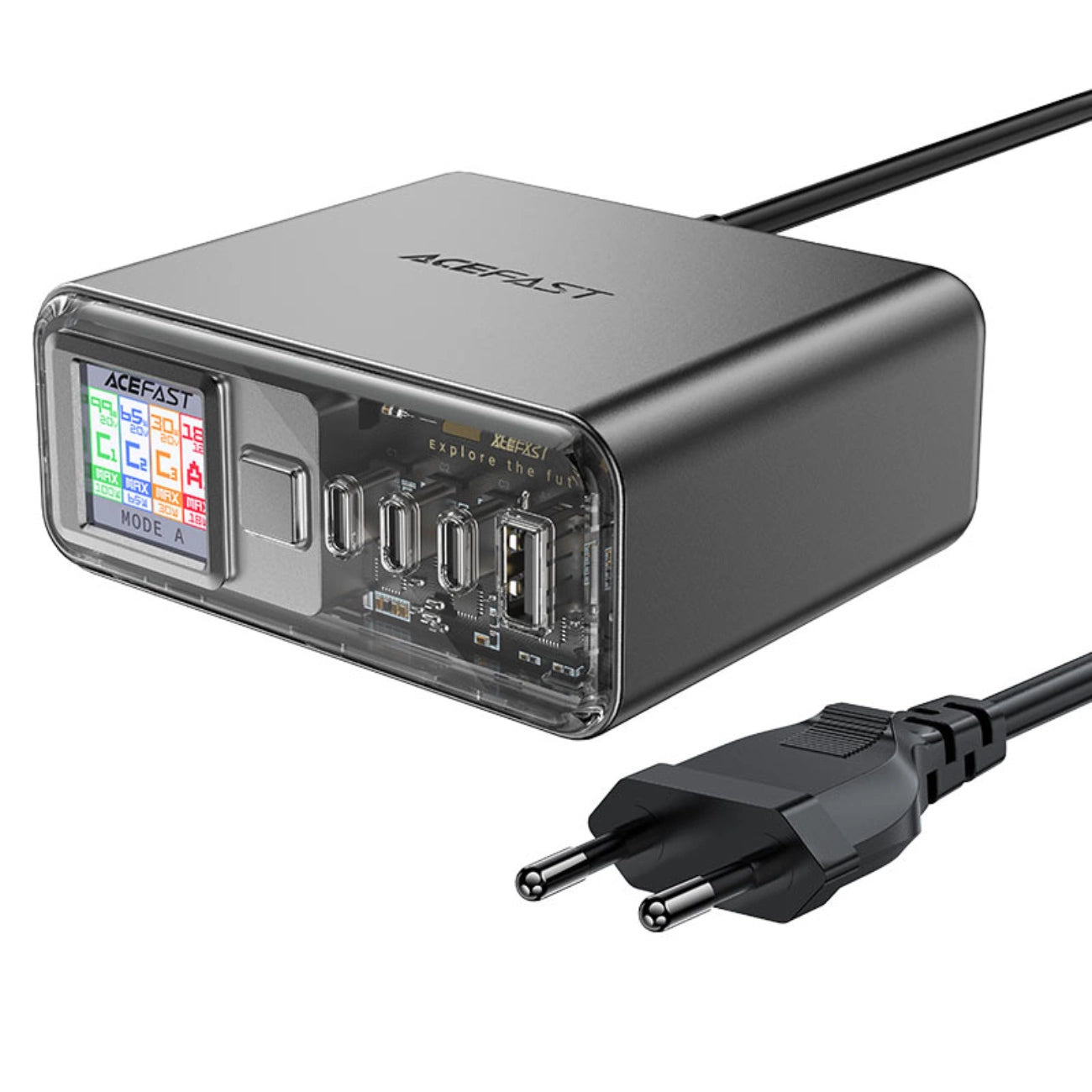 Acefast Z4 PD 218W GaN 3 x USB-C + USB-A Multifunction Adapter with 4 Ports - Gray_0