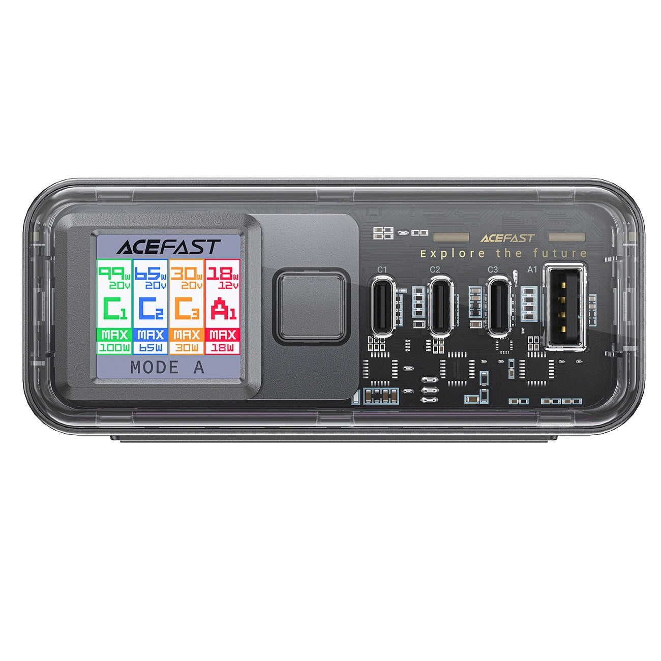 Acefast Z4 PD 218W GaN 3 x USB-C + USB-A Multifunction Adapter with 4 Ports - Gray_3