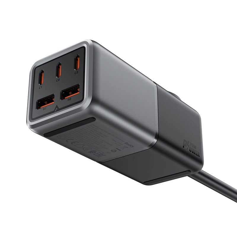Acefast Z2 GaN 75W PD desktop charger 3x USB-C 2x USB-A - black and gray_3