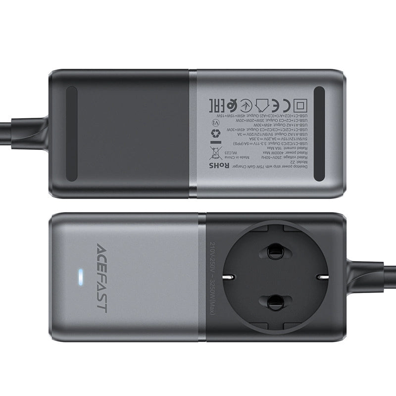 Acefast Z2 GaN 75W PD desktop charger 3x USB-C 2x USB-A - black and gray_12
