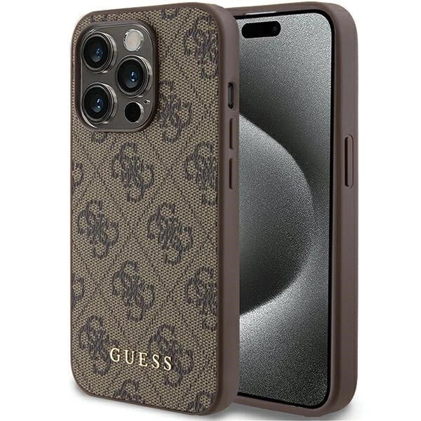 Guess 4G Metal Gold Logo case for iPhone 15 Pro - brown_0