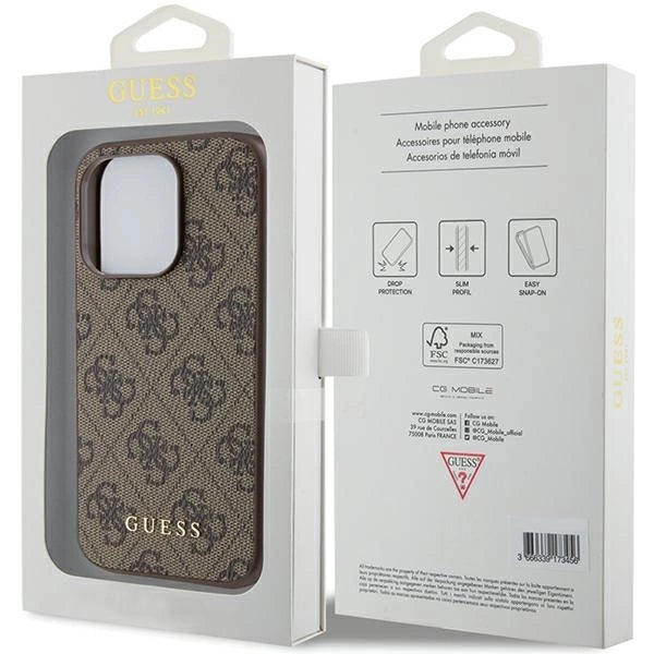 Guess 4G Metal Gold Logo case for iPhone 15 Pro - brown_7