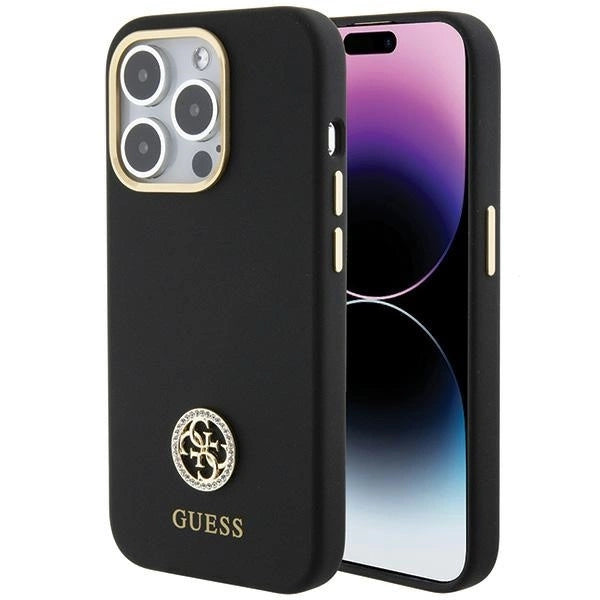 Guess Silicone Logo Strass 4G case for iPhone 15 Pro Max - black_0