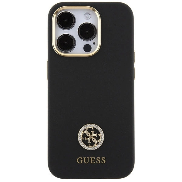Guess Silicone Logo Strass 4G case for iPhone 15 Pro Max - black_2