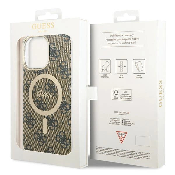 Guess IML 4G MagSafe Case for iPhone 15 Pro Max - Brown_6