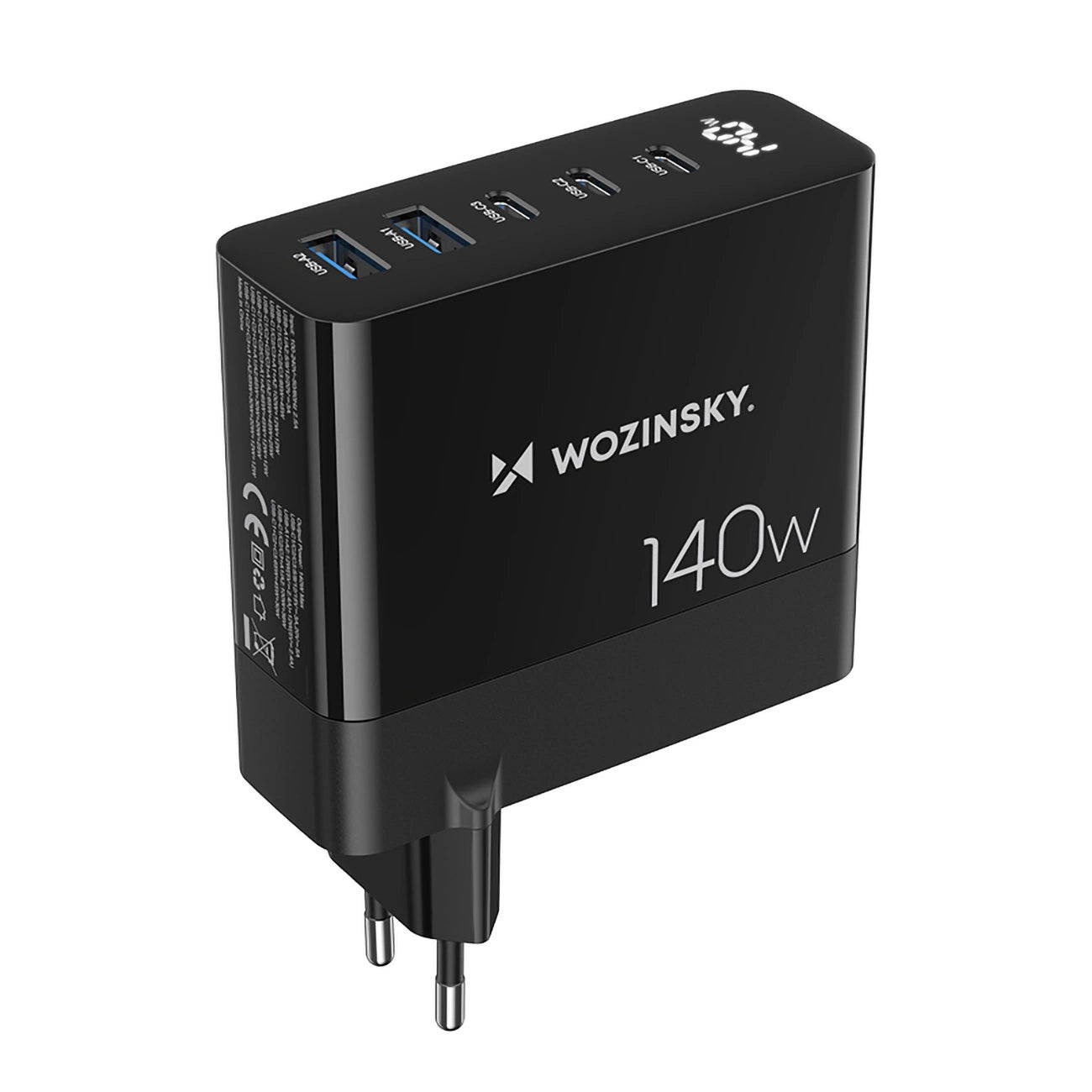 Wozinsky CGWCB 140W GaN wall charger 3 x USB-C / 2 x USB-A - black_1