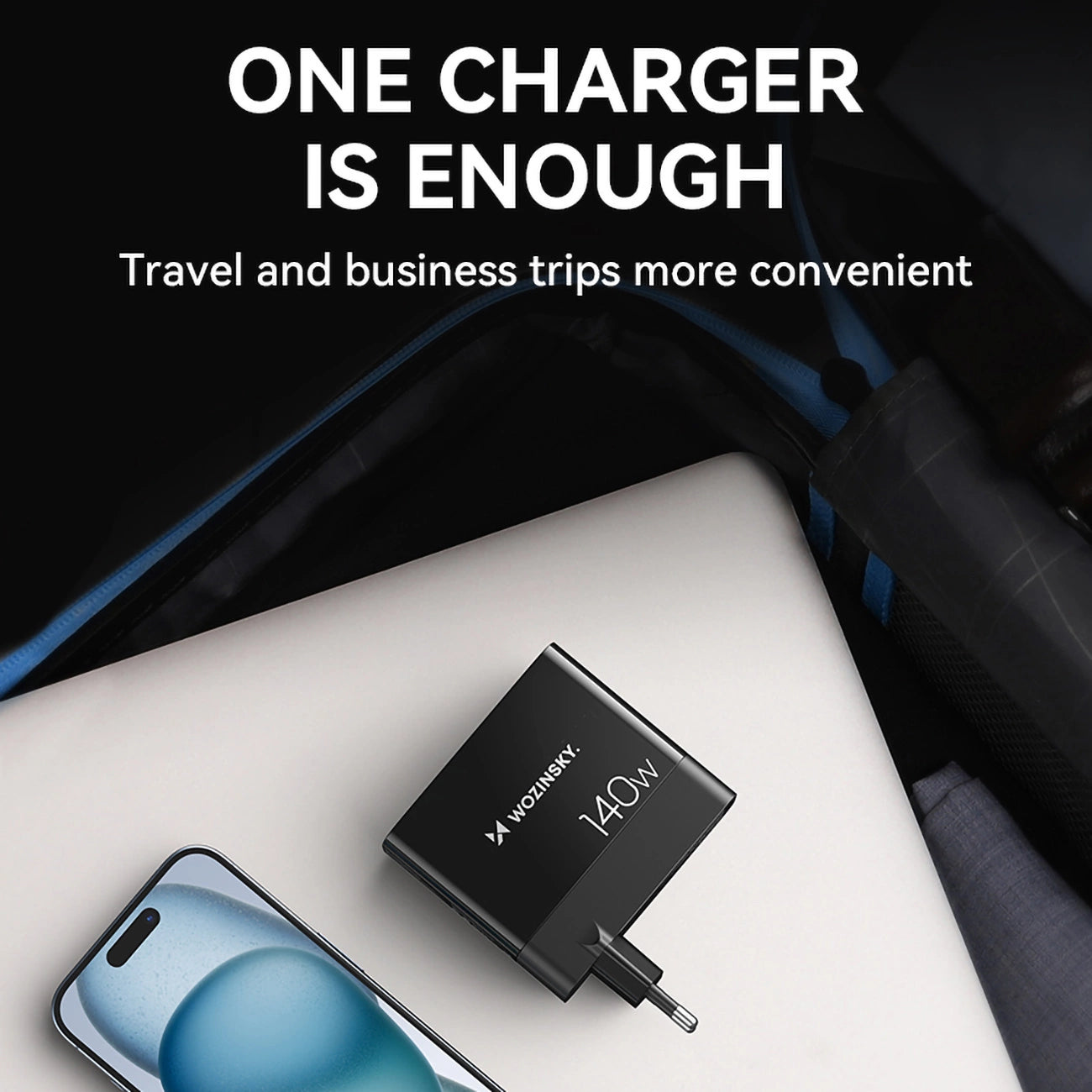 Wozinsky CGWCB 140W GaN wall charger 3 x USB-C / 2 x USB-A - black_6
