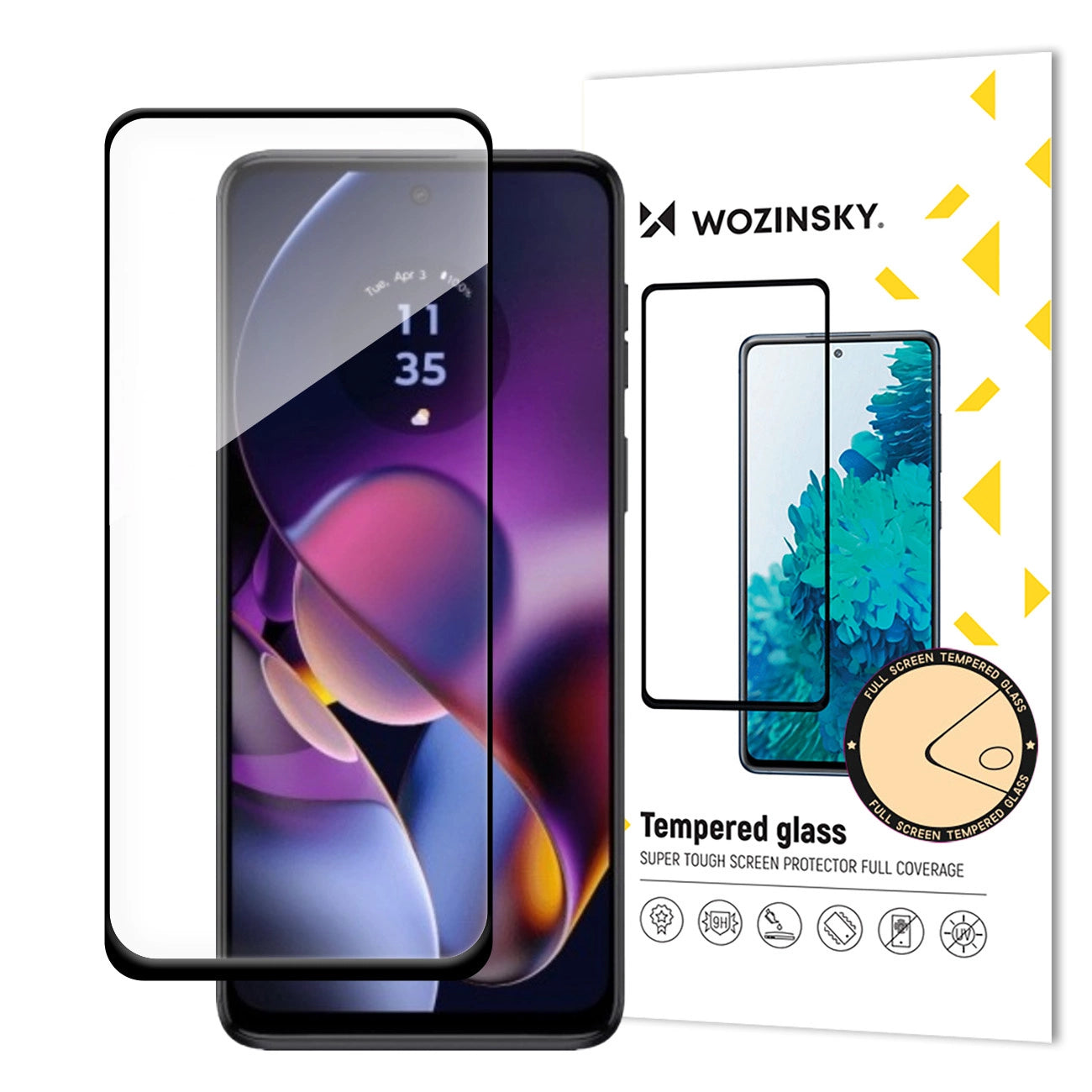 Wozinsky Tempered glass Full Glue for Motorola Moto G54 full screen with frame - black_0