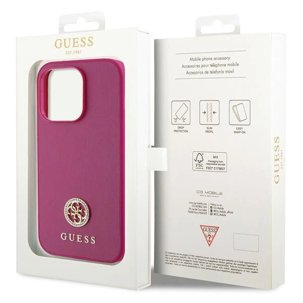 Guess GUHCP15XPS4DGPP iPhone 15 Pro Max 6.7" pink/pink hardcase Strass Metal Logo_7