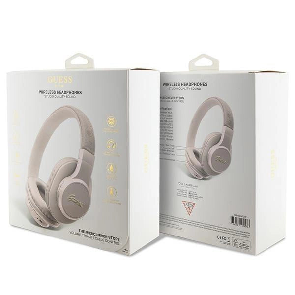 Guess Bluetooth on-ear headphones GUBH604GEMP pink/pink 4G Script_3