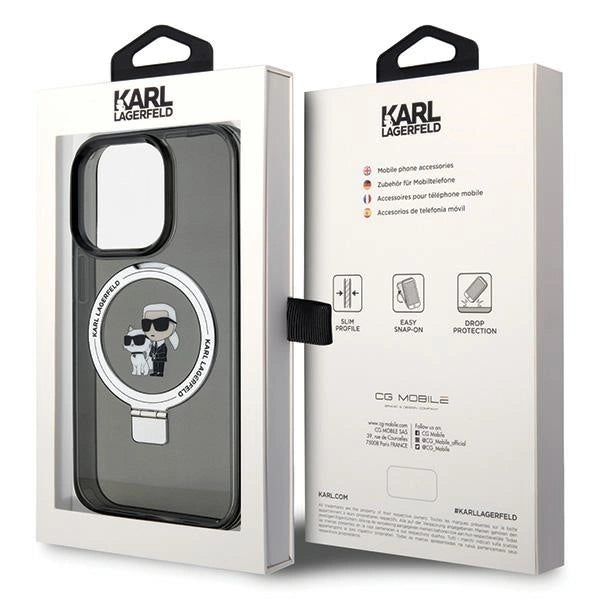 Karl Lagerfeld KLHMP15LHMRSKCK iPhone 15 Pro 6.1" black/black hardcase Ring Stand Karl&Choupette MagSafe_7