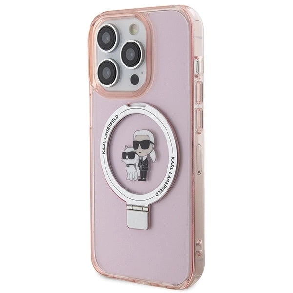 Karl Lagerfeld KLHMP15LHMRSKCP iPhone 15 Pro 6.1" pink/pink hardcase Ring Stand Karl&Choupette MagSafe_1