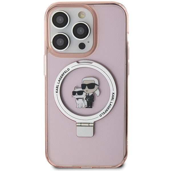 Karl Lagerfeld KLHMP15LHMRSKCP iPhone 15 Pro 6.1" pink/pink hardcase Ring Stand Karl&Choupette MagSafe_2