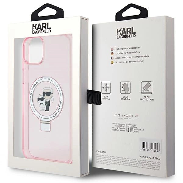 Karl Lagerfeld KLHMP15SHMRSKCP iPhone 15 6.1" pink/pink hardcase Ring Stand Karl&Choupette MagSafe_7