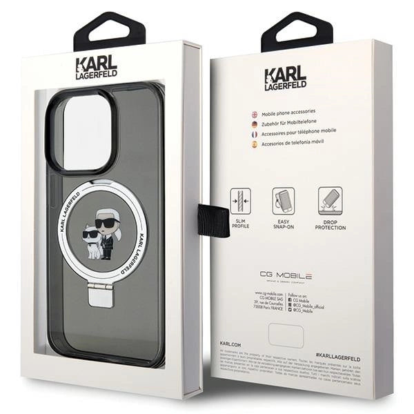 Karl Lagerfeld KLHMP15XHMRSKCK iPhone 15 Pro Max 6.7" black/black hardcase Ring Stand Karl&Choupette MagSafe_7