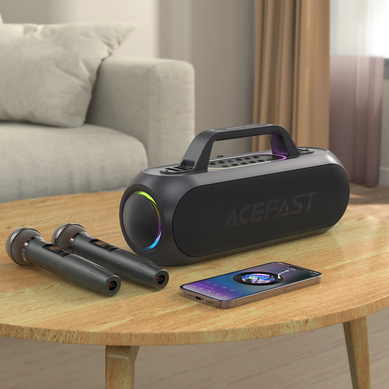 Acefast K1 Wireless Karaoke Speaker with 2 Microphones - Black_10