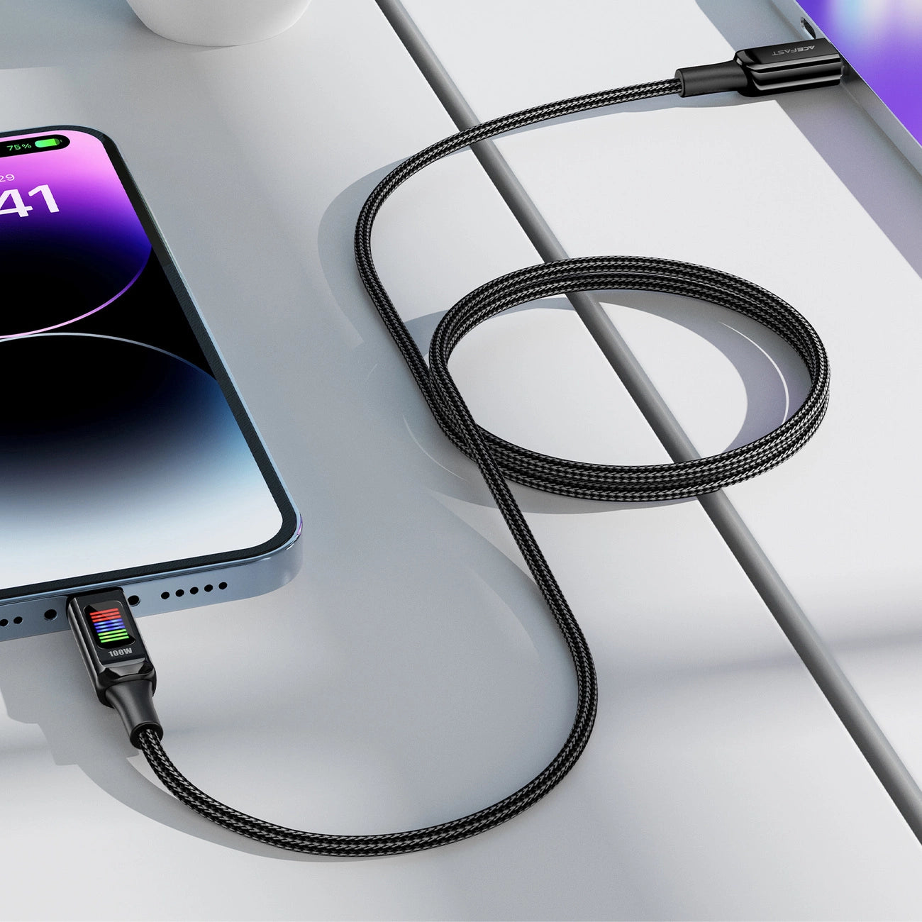 Acefast C7-03 USB-C USB-C 100W 1.2m cable with display - black_5