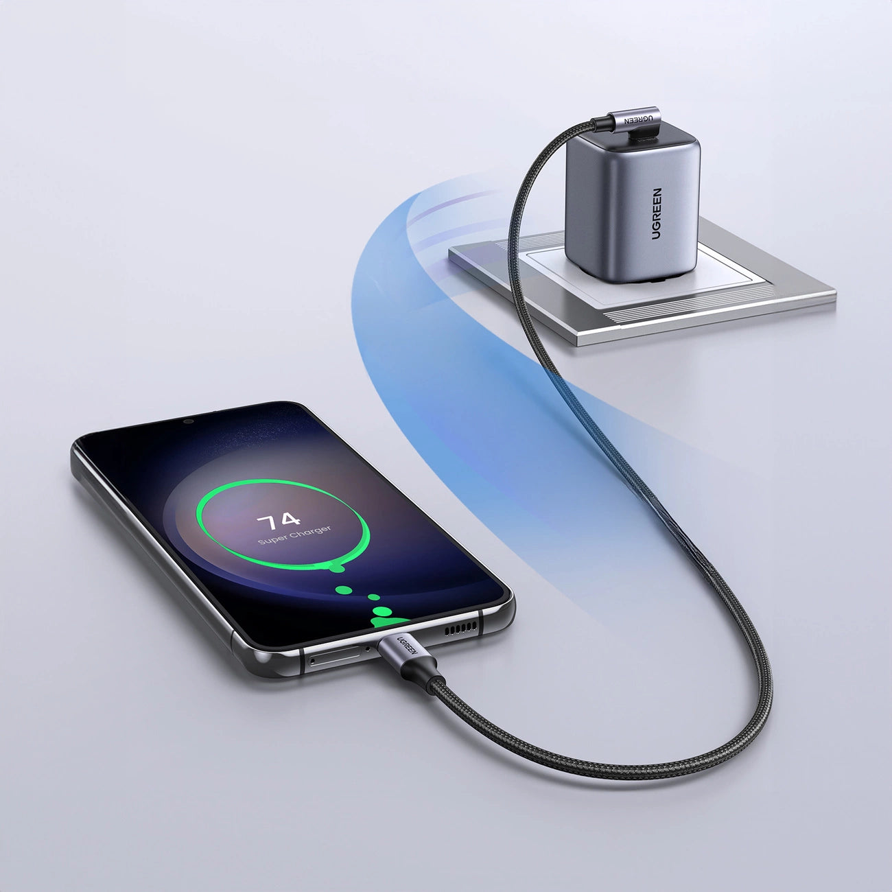 Ugreen US255 50122 USB-C (straight) / USB-C (angled) PD QC cable 60W 3A 0.5m - gray_4