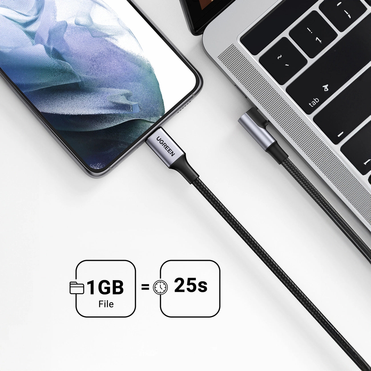 Ugreen US334 70645 USB-C (angled) / USB-C (straight) cable 100W PD 2m - black_3
