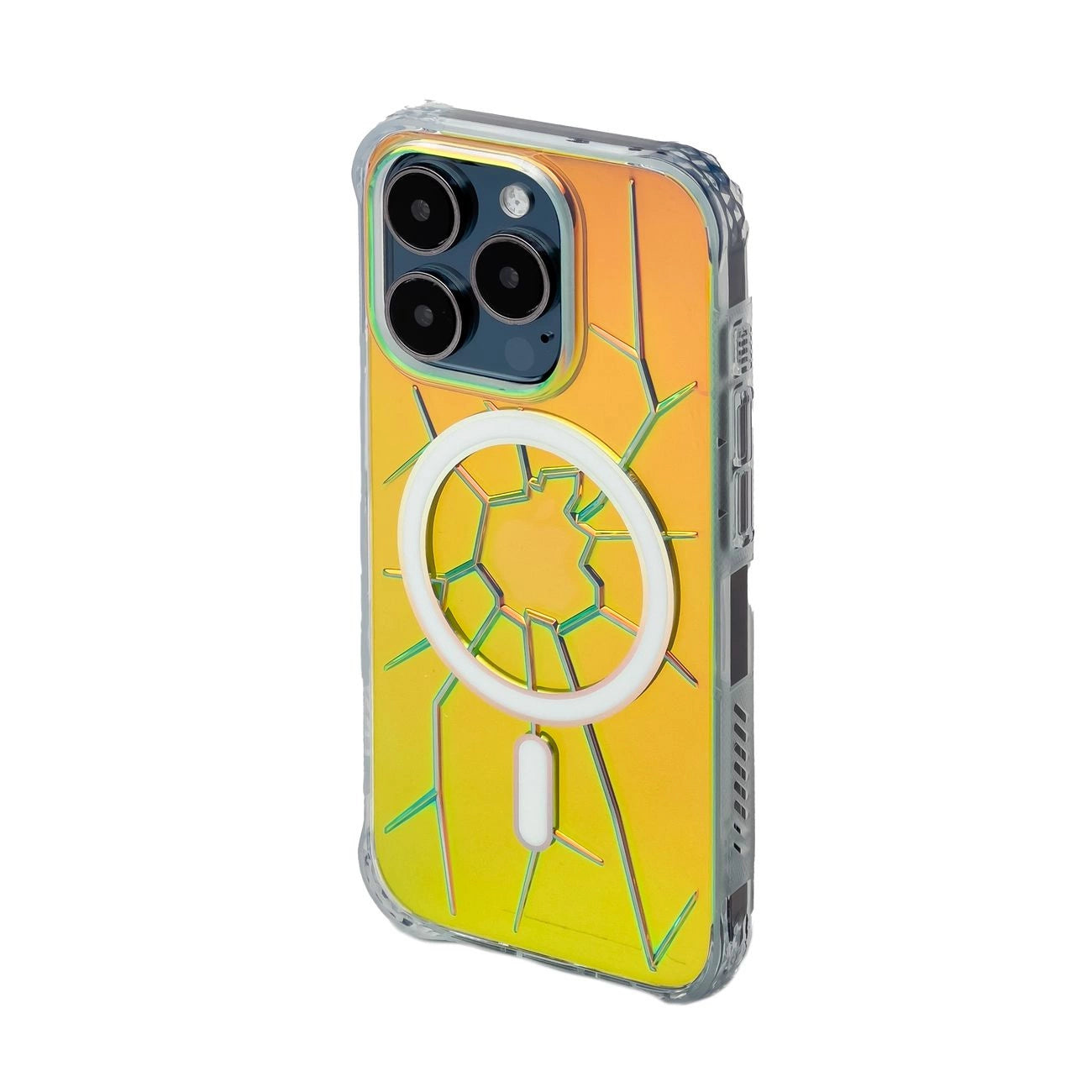 MagSafe Kingxbar PQY Crack Series silicone case for iPhone 15 Pro - holographic_0