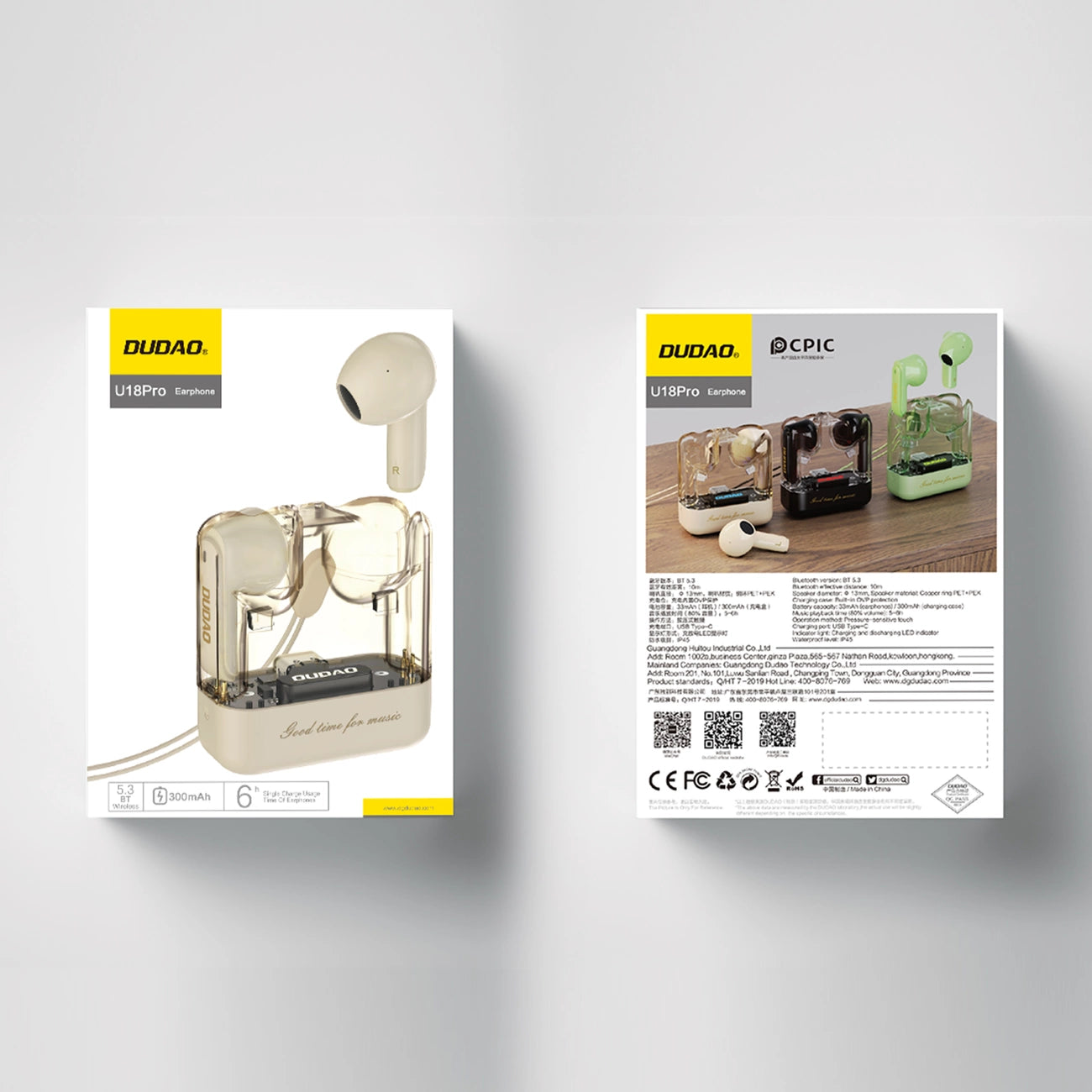 Dudao U18Pro Bluetooth 5.3 TWS wireless headphones - beige_2