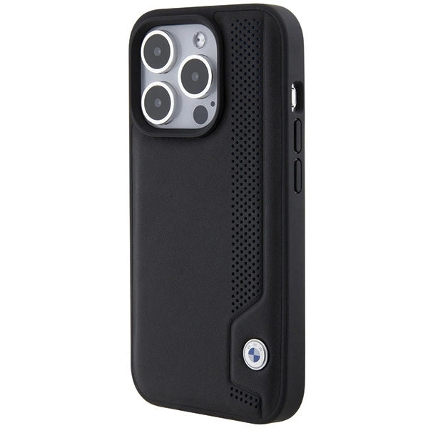 BMW Leather Blue Dots iPhone 15 Pro Max Case - Black_1