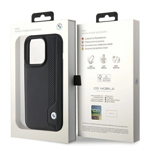 BMW Leather Blue Dots iPhone 15 Pro Max Case - Black_7