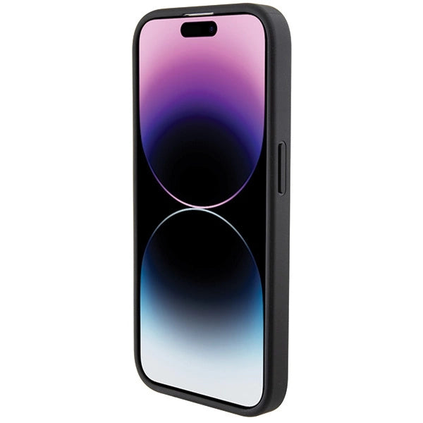 BMW Leather Textured & Stripe iPhone 15 Pro Max Case - Black_4