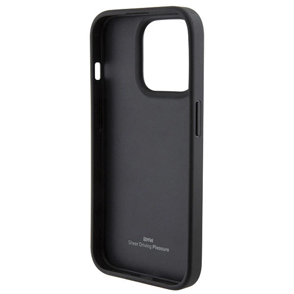 BMW Leather Textured & Stripe iPhone 15 Pro Max Case - Black_6