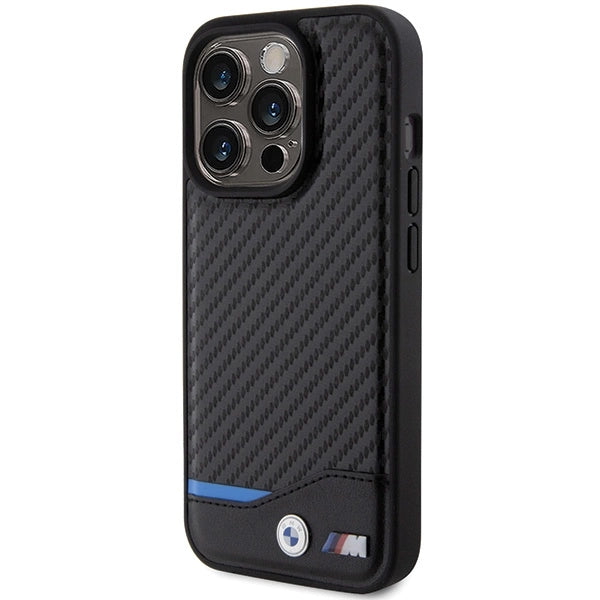 BMW Leather Carbon MagSafe iPhone 15 Pro Case - Black_1